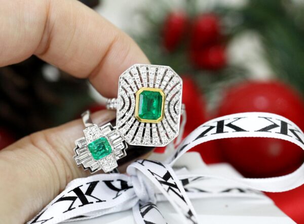 Custom design emerald dress ring by Kalfin Jewellery