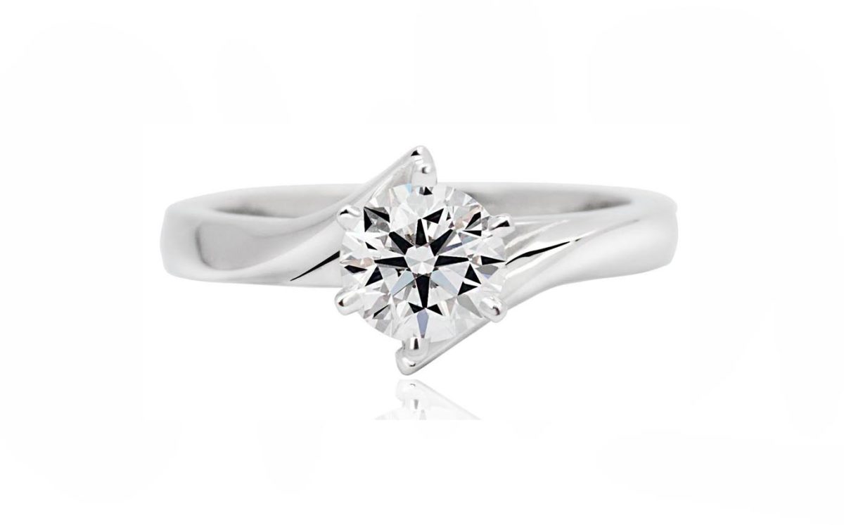 Twist white gold diamond engagement ring