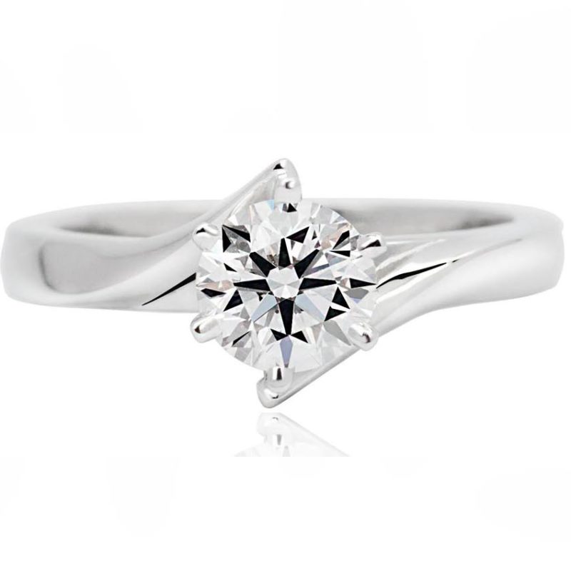 Twist white gold diamond engagement ring