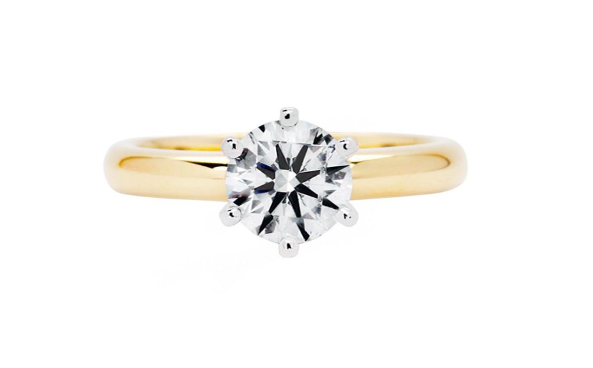 brilliant cut yellow gold diamond engagement ring