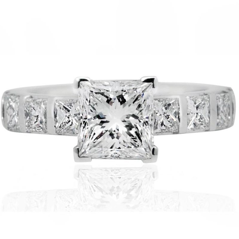 Adele white gold side stone engagement ring