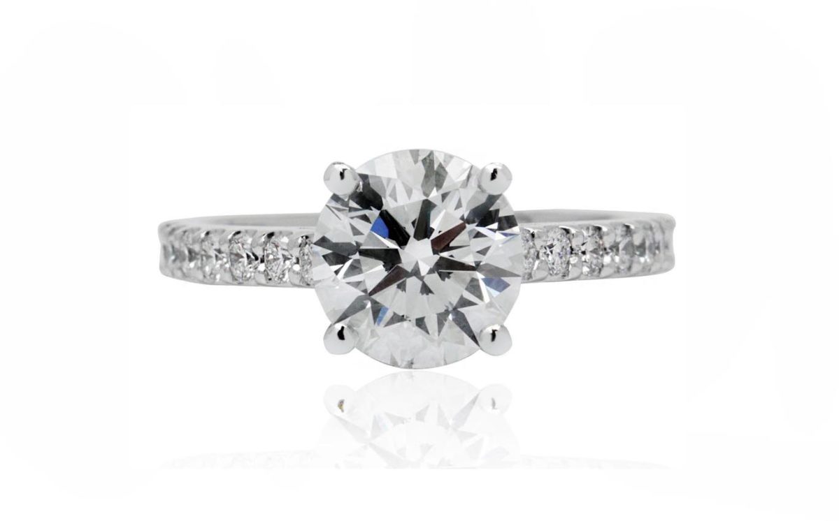 Brilliant cut white gold diamond engagement ring
