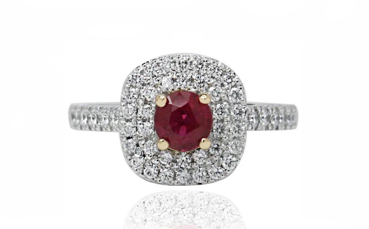 Amanda ruby white gold engagement ring