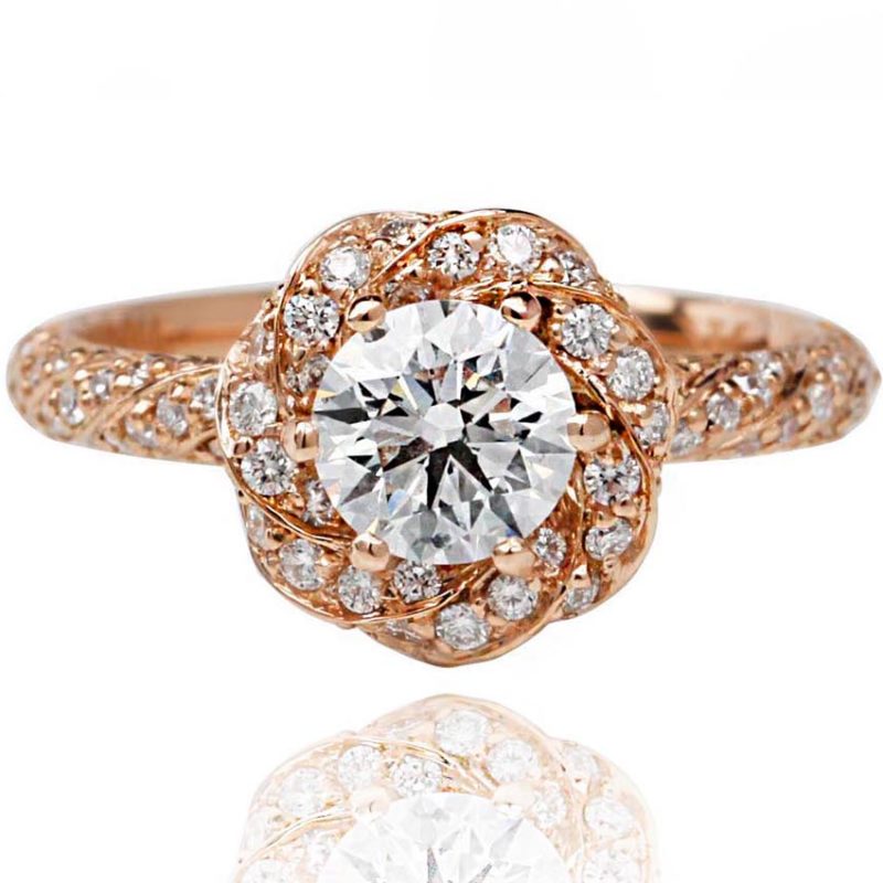 Aurora rose gold diamond engagement ring