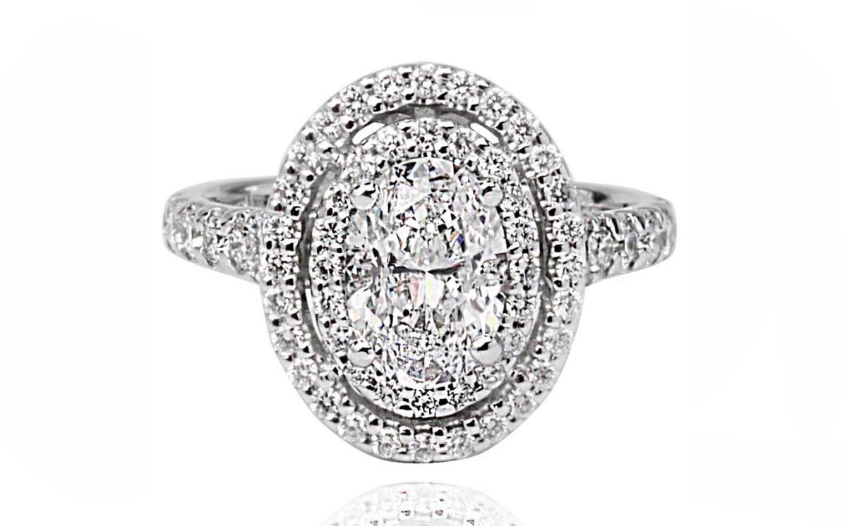 Aria white halo gold diamond engagement ring