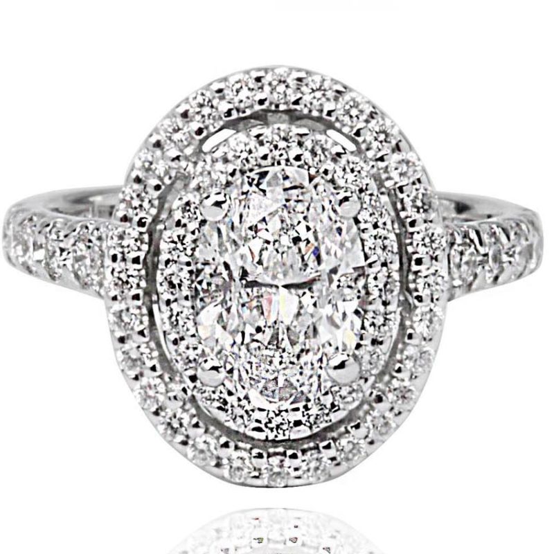 Aria white halo gold diamond engagement ring