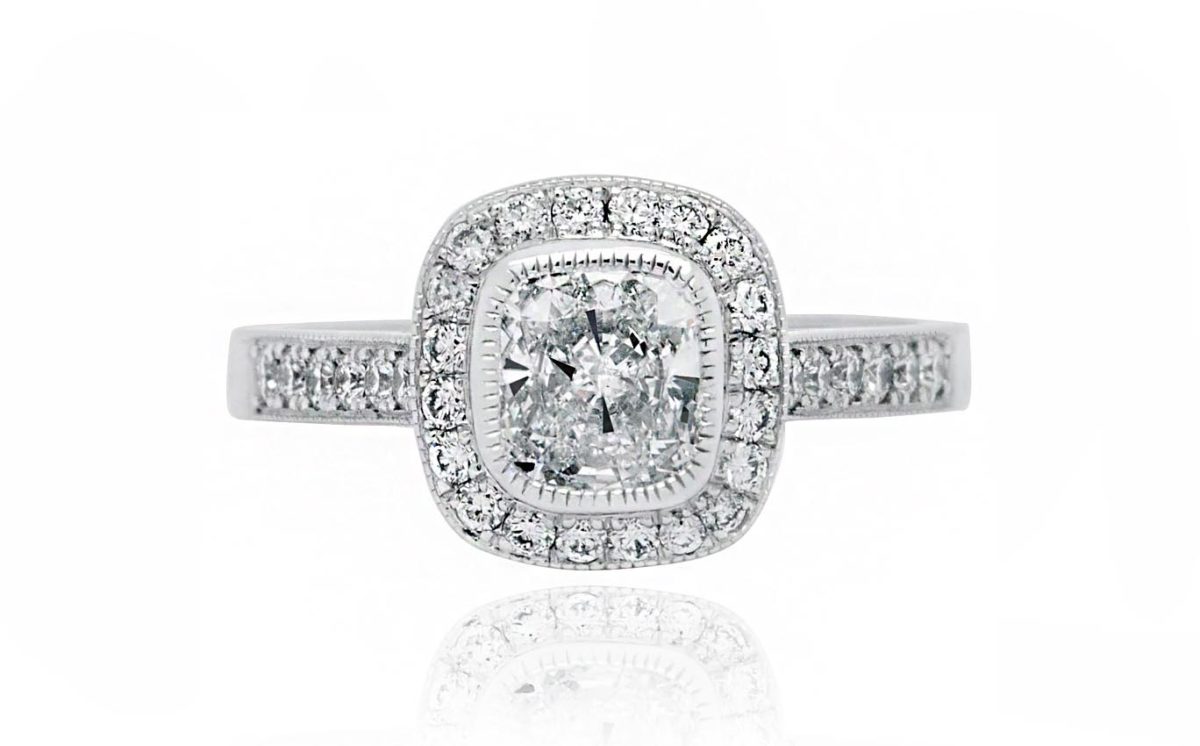 Aster engagement ring with diamonds white gold