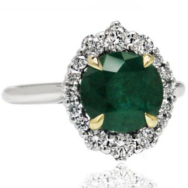 Celine emerald stone white gold diamond engagement ring
