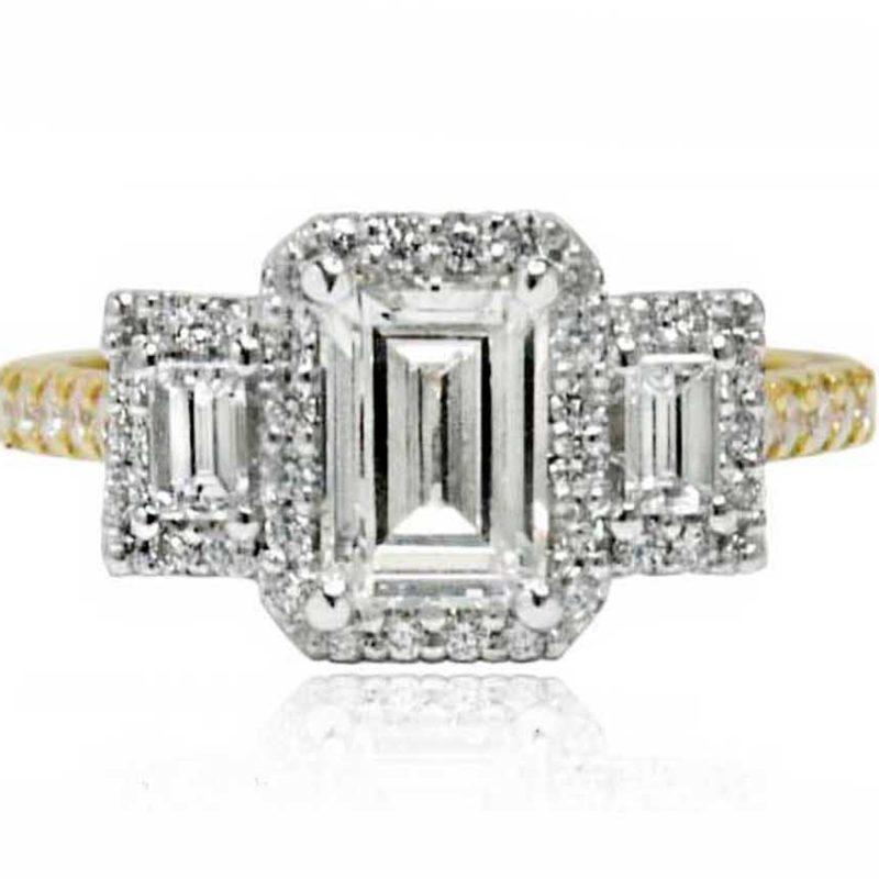 Dahlia 18CT emerald cut gold diamond engagement ring