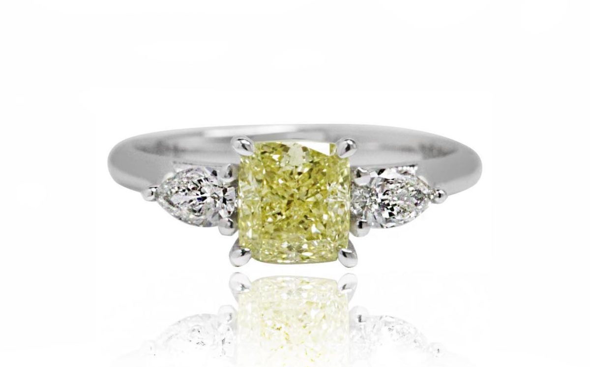 ELLE yellow diamond white gold diamond engagement ring