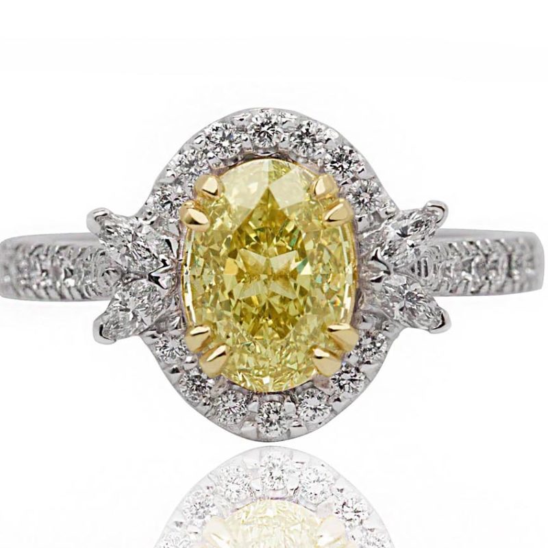 Evelyn yellow diamond white gold diamond engagement ring