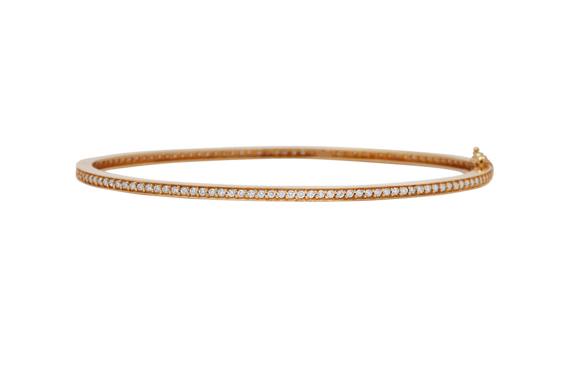 18ct Rose Gold Diamond Bangle