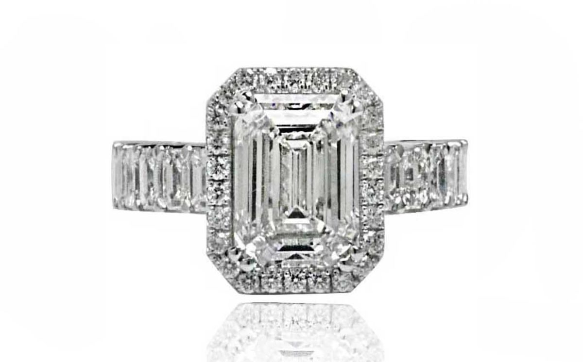 Lily emerald cut diamond ring white gold