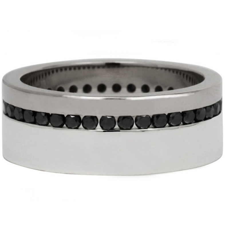 18ct White Gold Gents Ring with Black Diamonds
