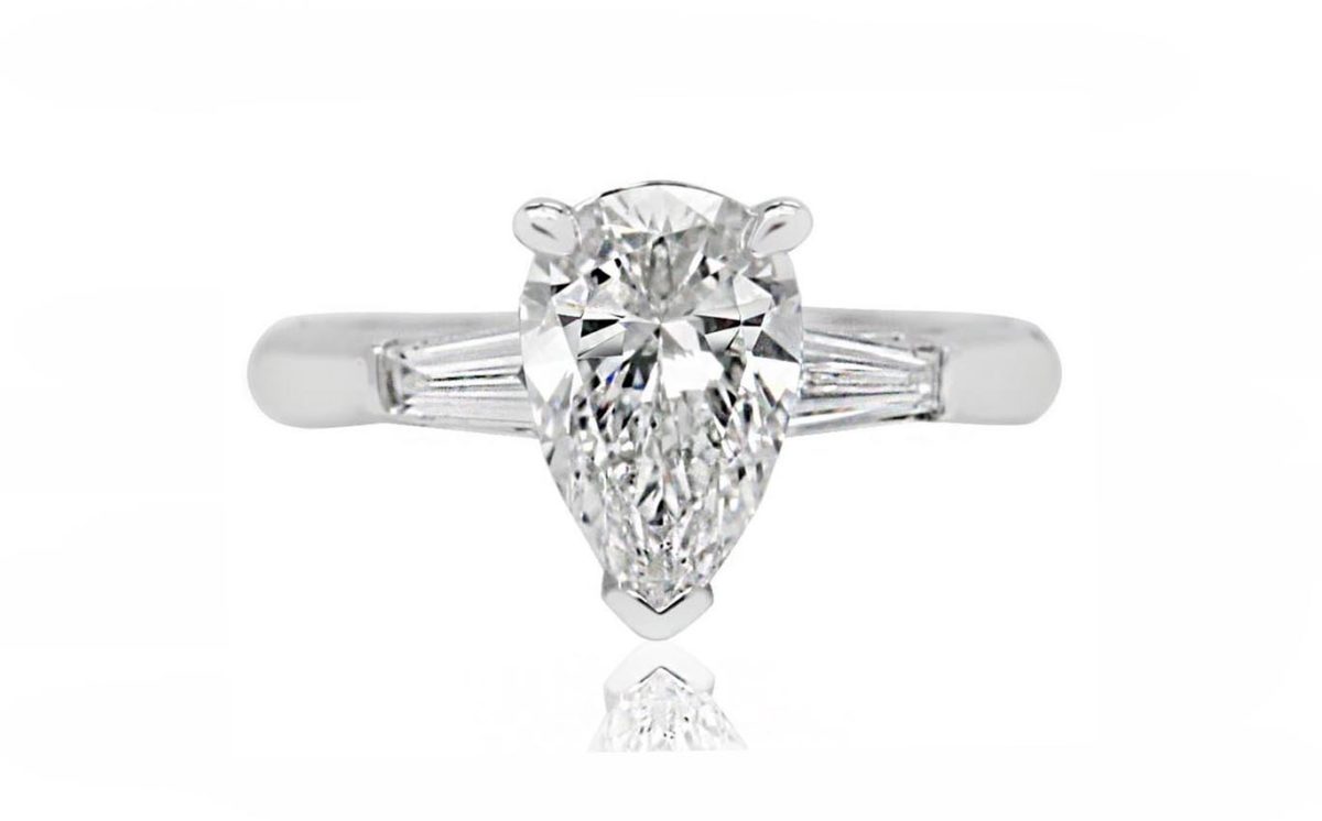 Manolya pear shape white gold diamond engagement ring
