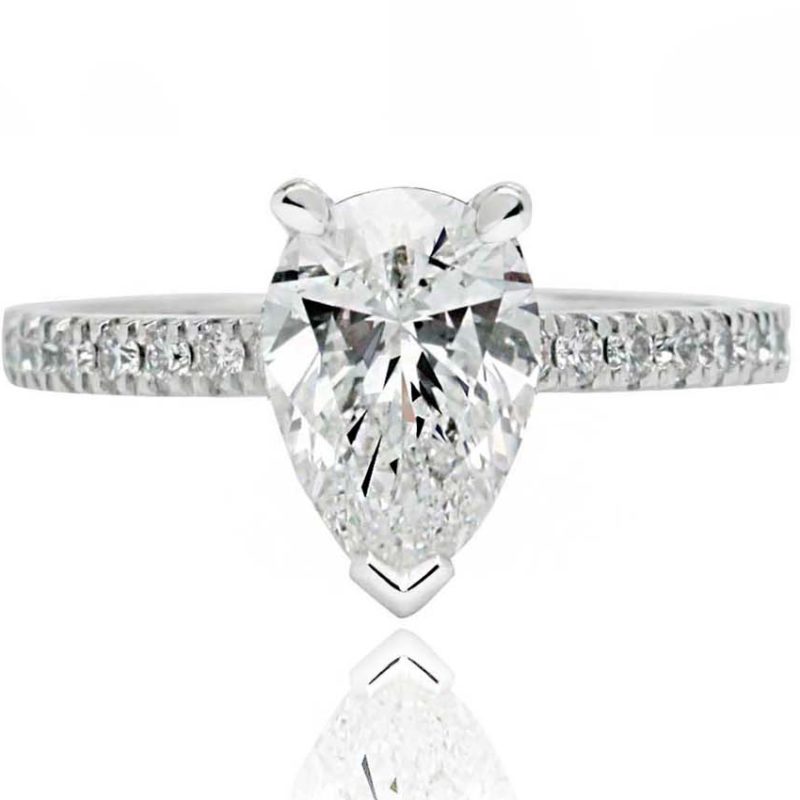 Pear shape white gold diamond engagement ring