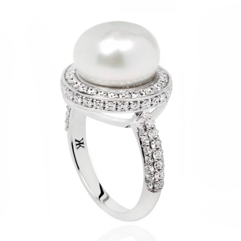 CATALINA Pearl white gold diamond ring